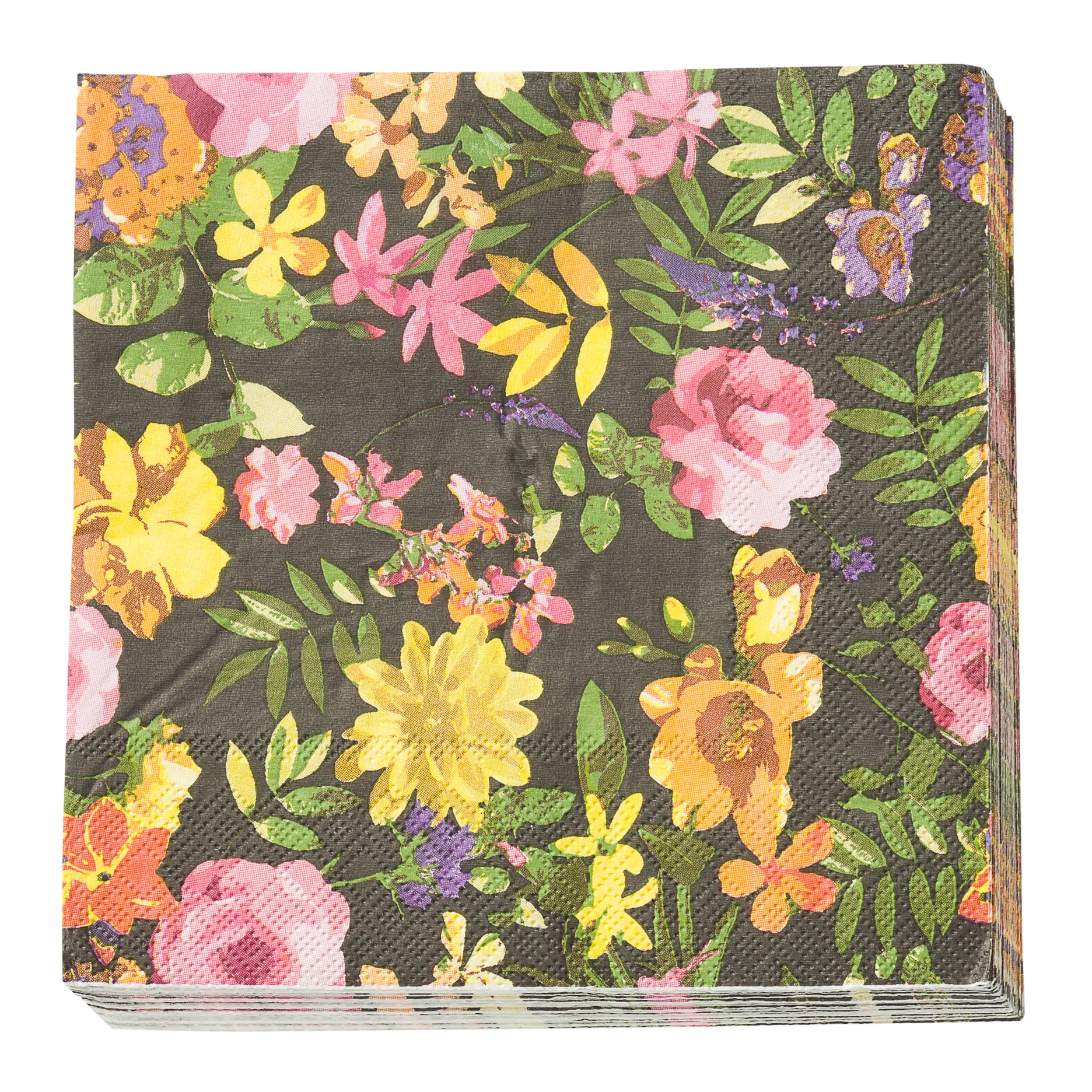 Sort papir serviet m. blomster