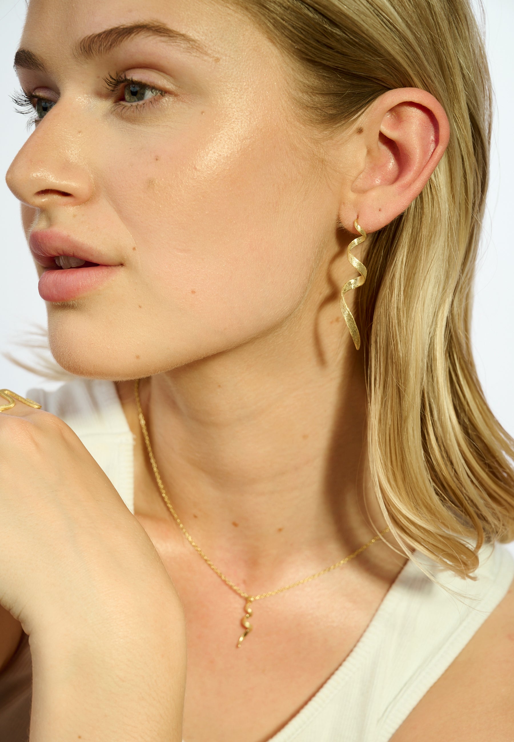 SRSingle Spiral Øreringe - Børstet