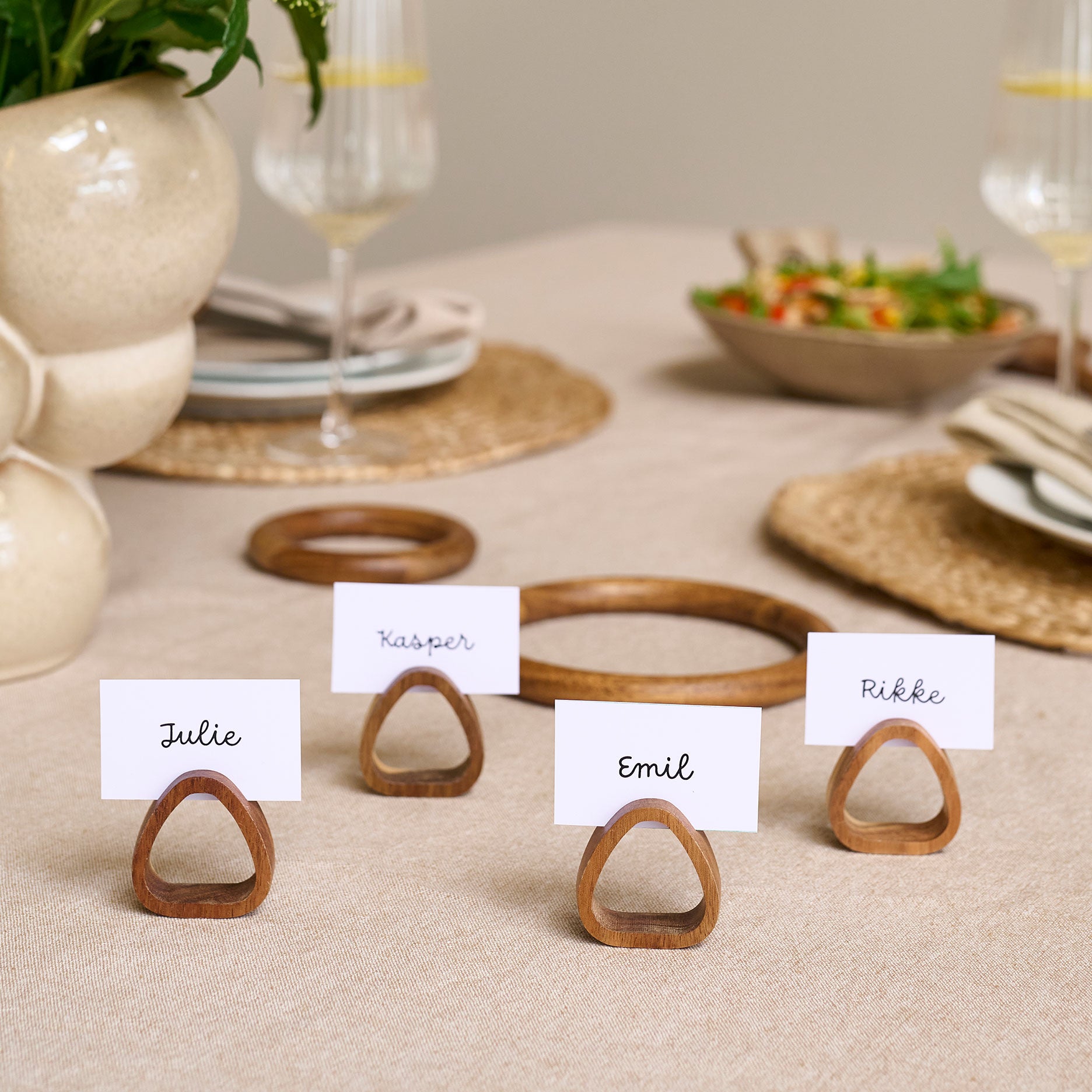 Servietring i egetræ - 4 stk