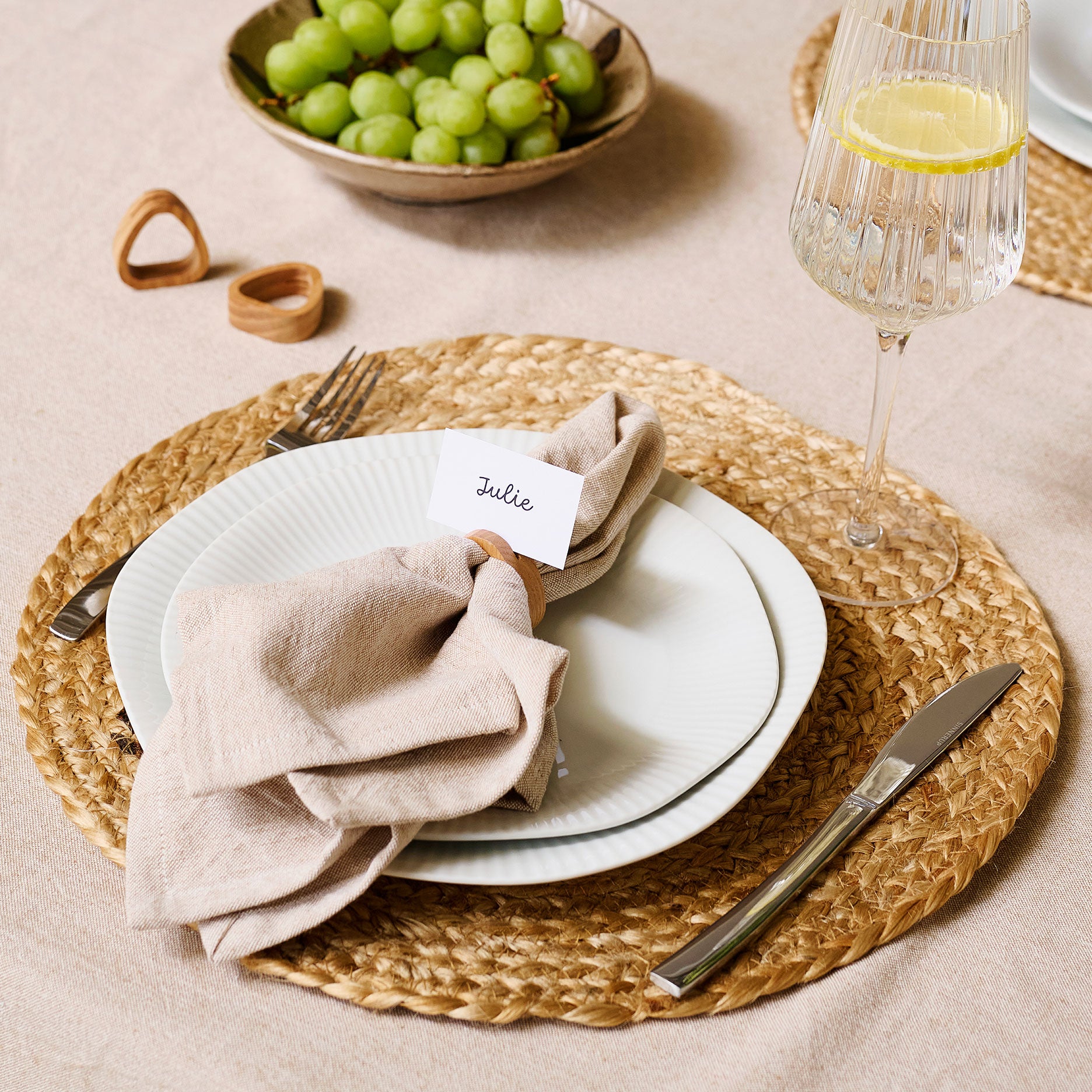 Servietring i egetræ - 4 stk