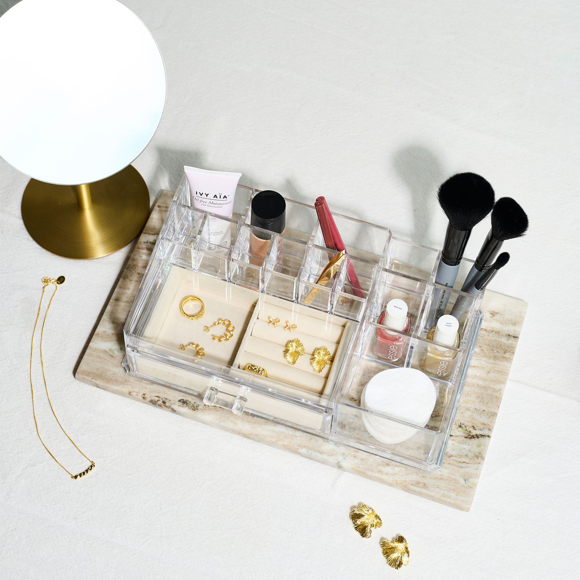 Akryl organizer med skuffe