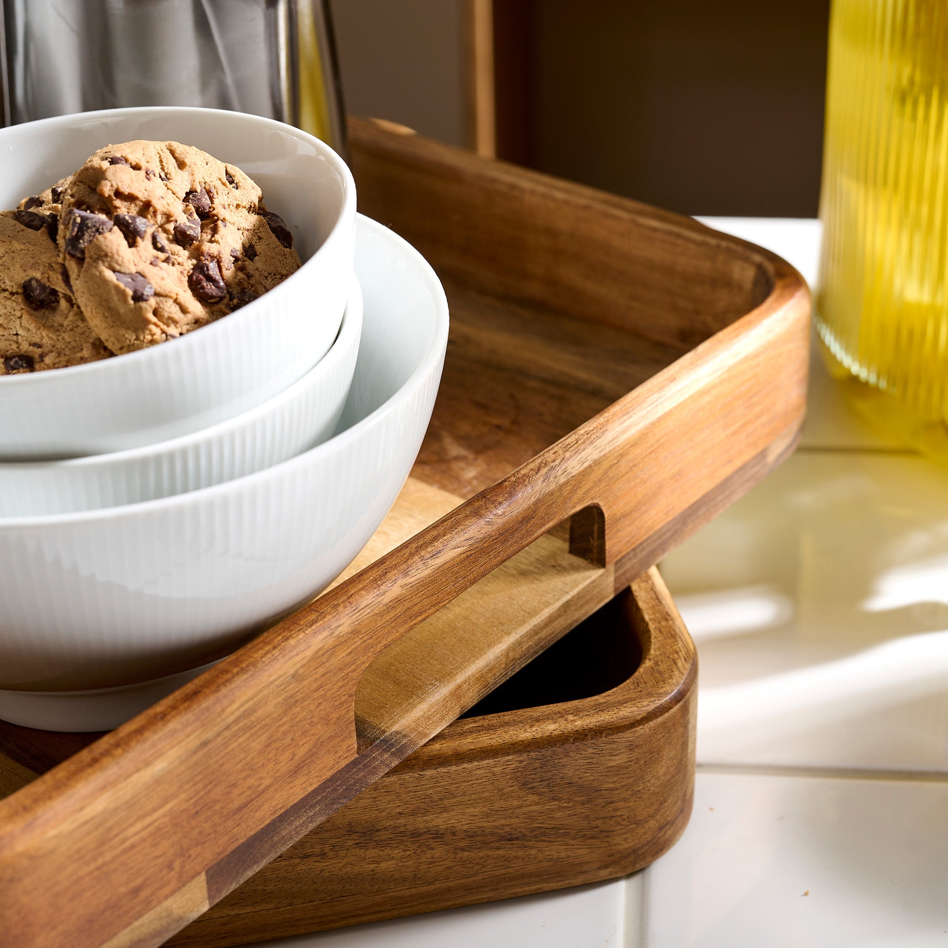 Auri akacie bakke m. håndtag