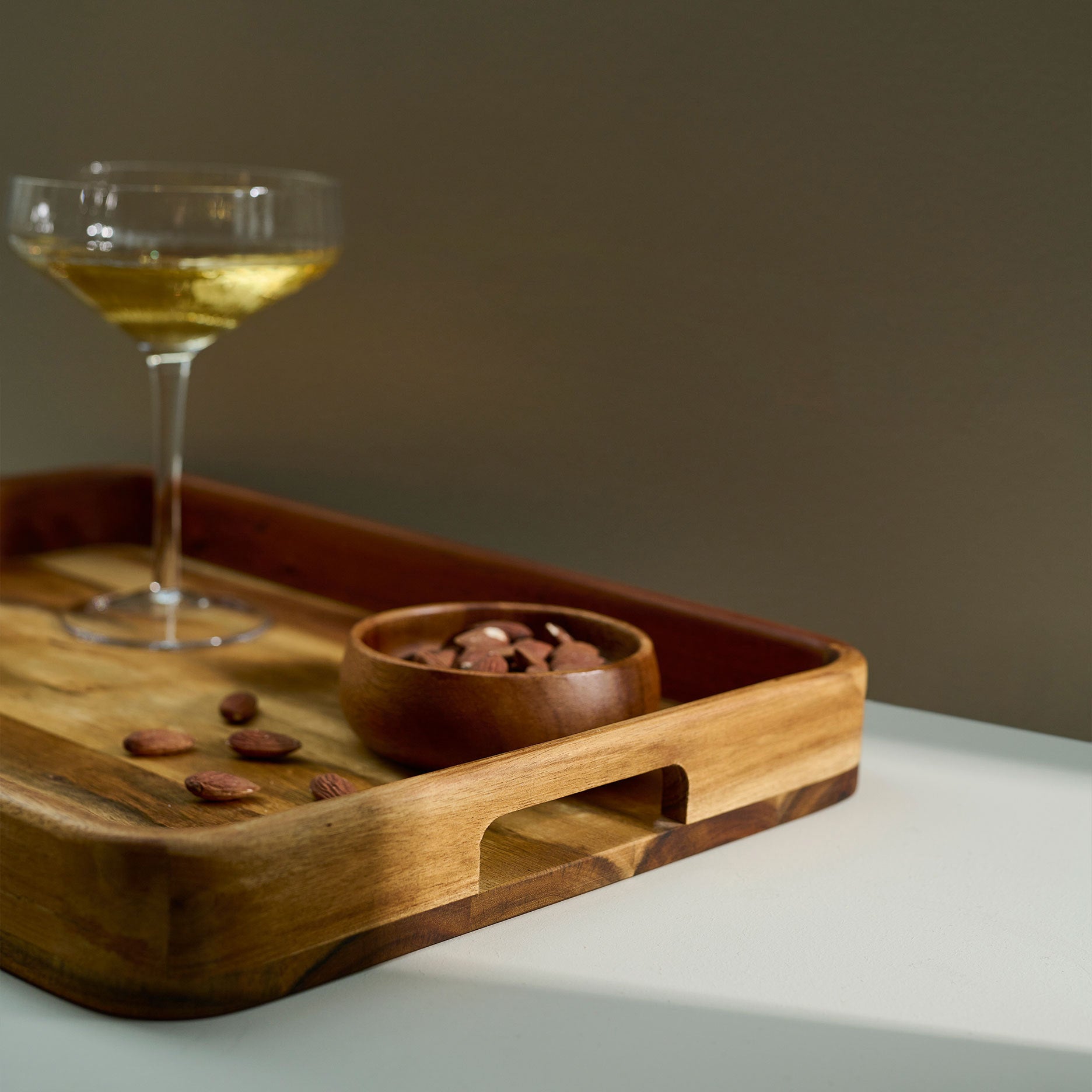 Auri akacie bakke m. håndtag