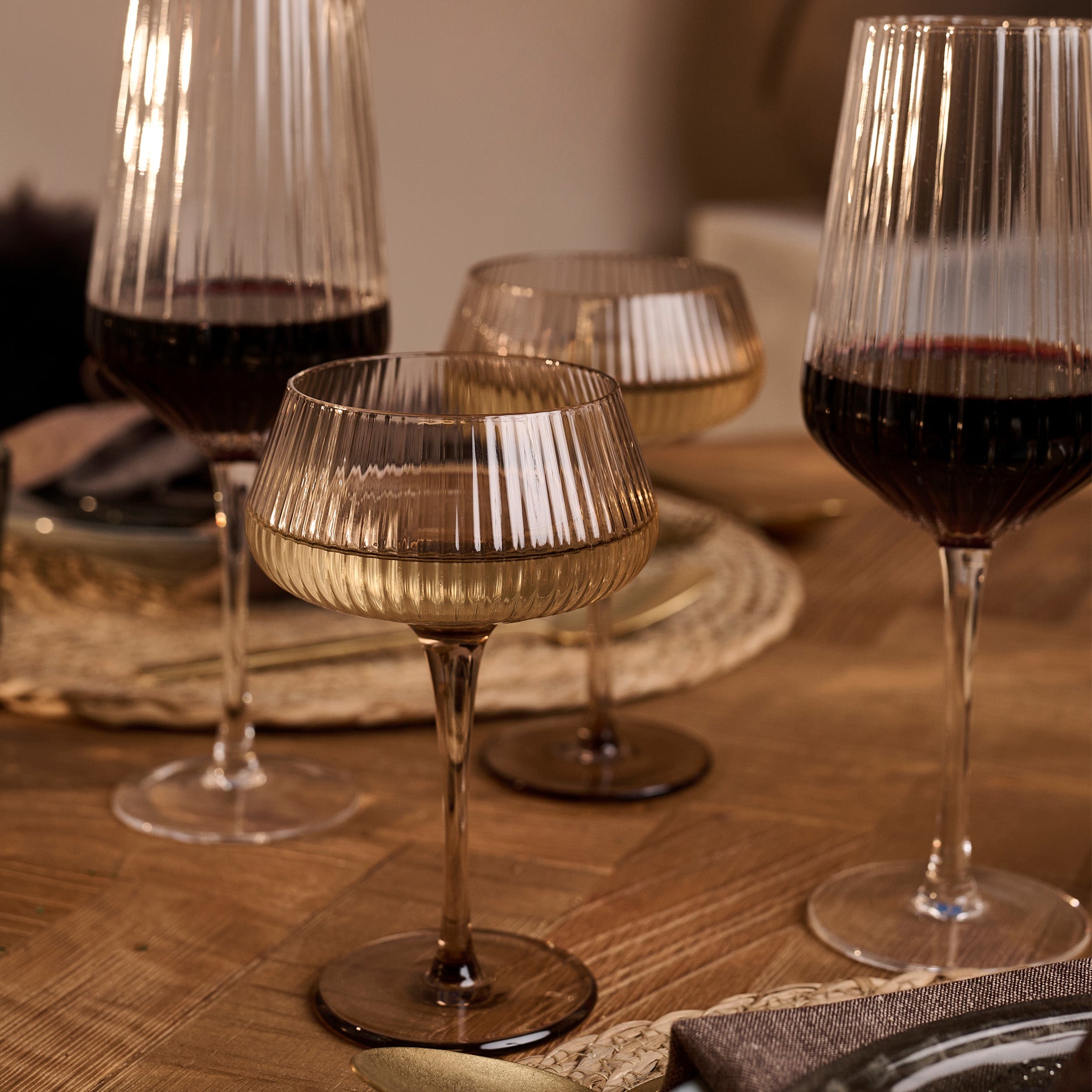 Ribbed champagneskål