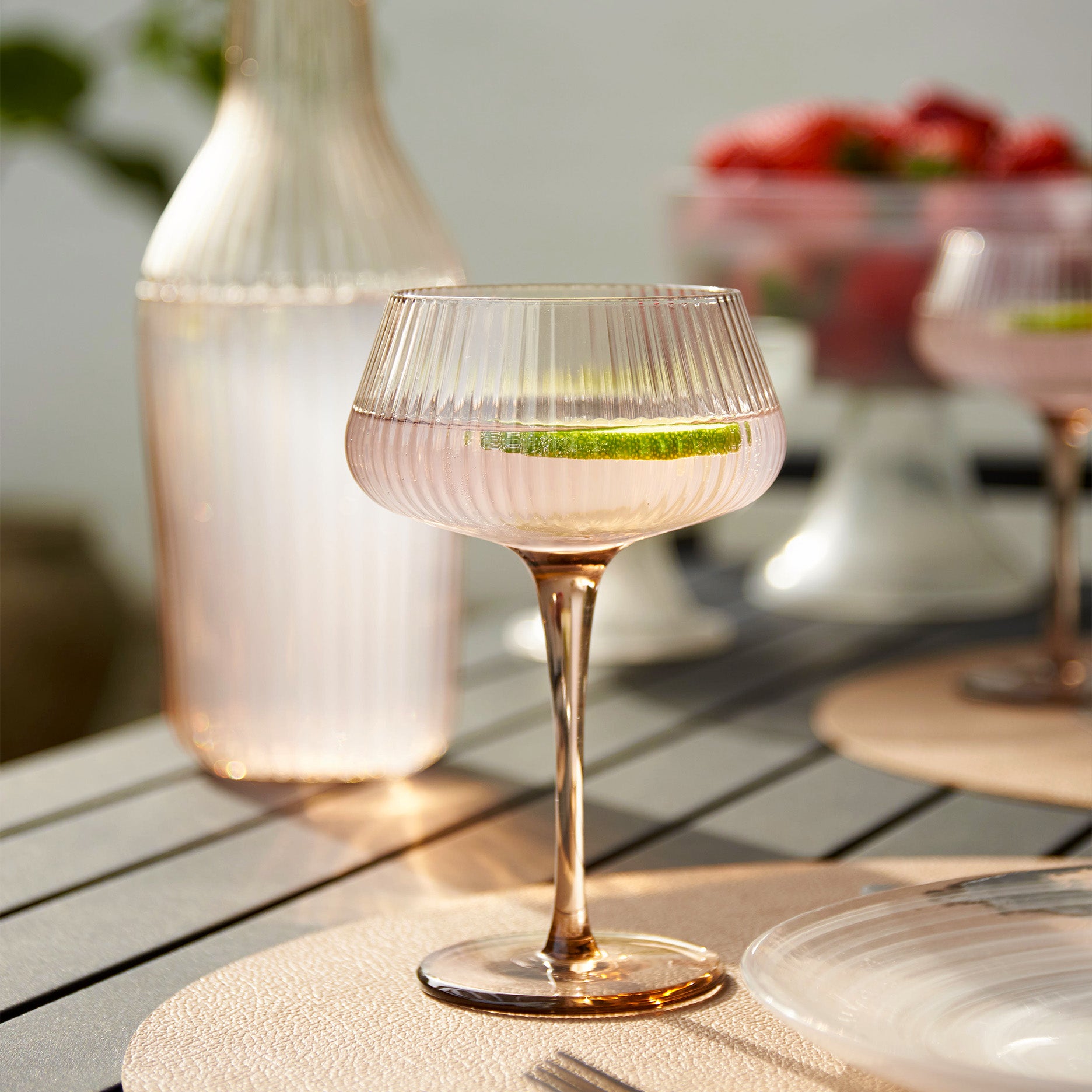 Ribbed champagneskål