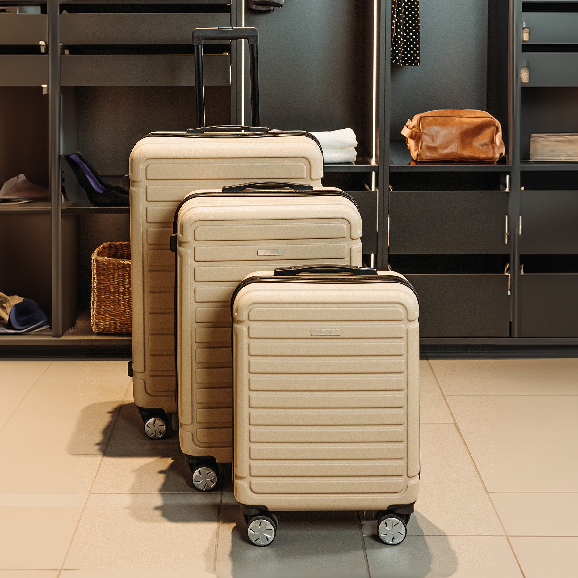 Copenhagen kuffertsæt 3 stk champagne