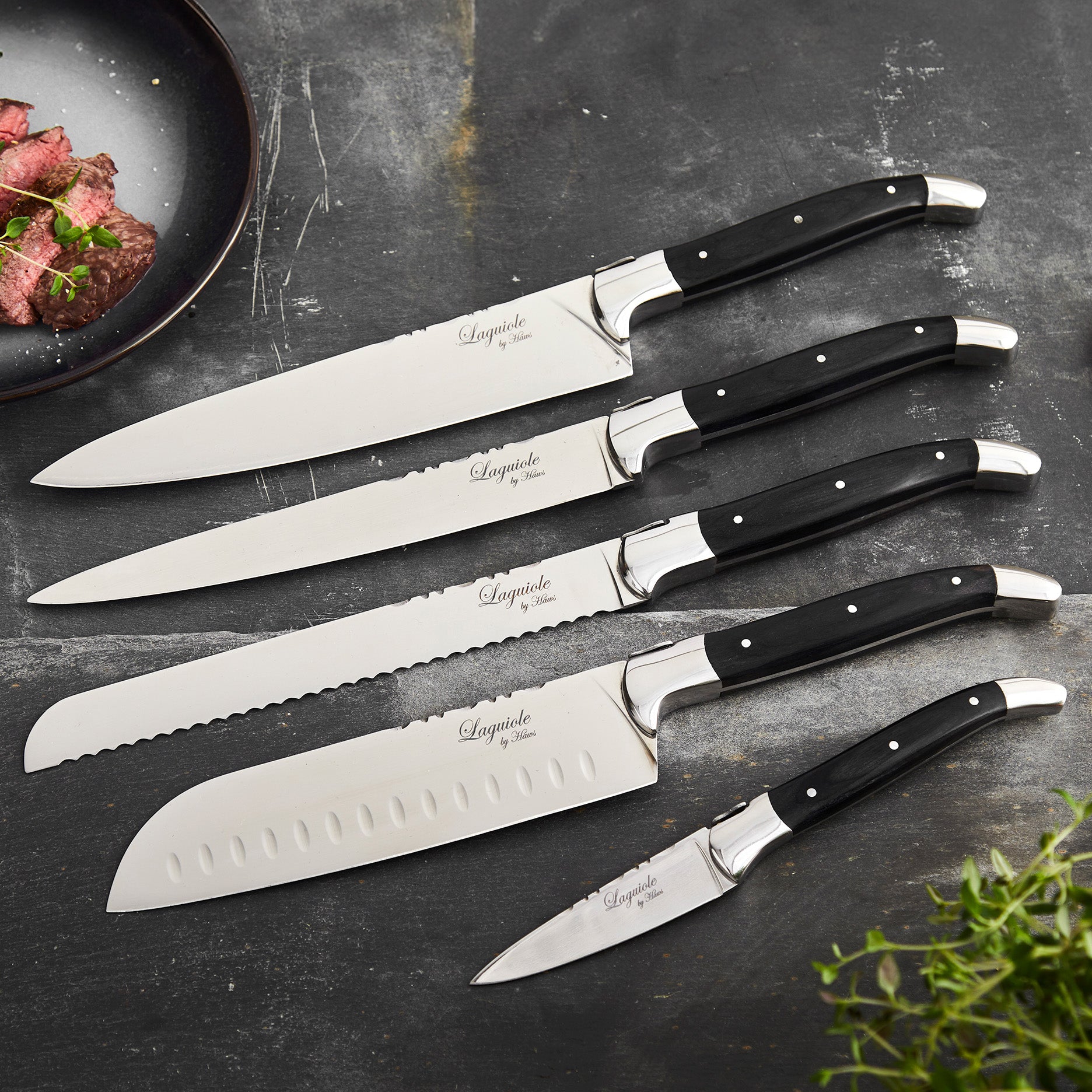 Knivsæt 5 dele sort