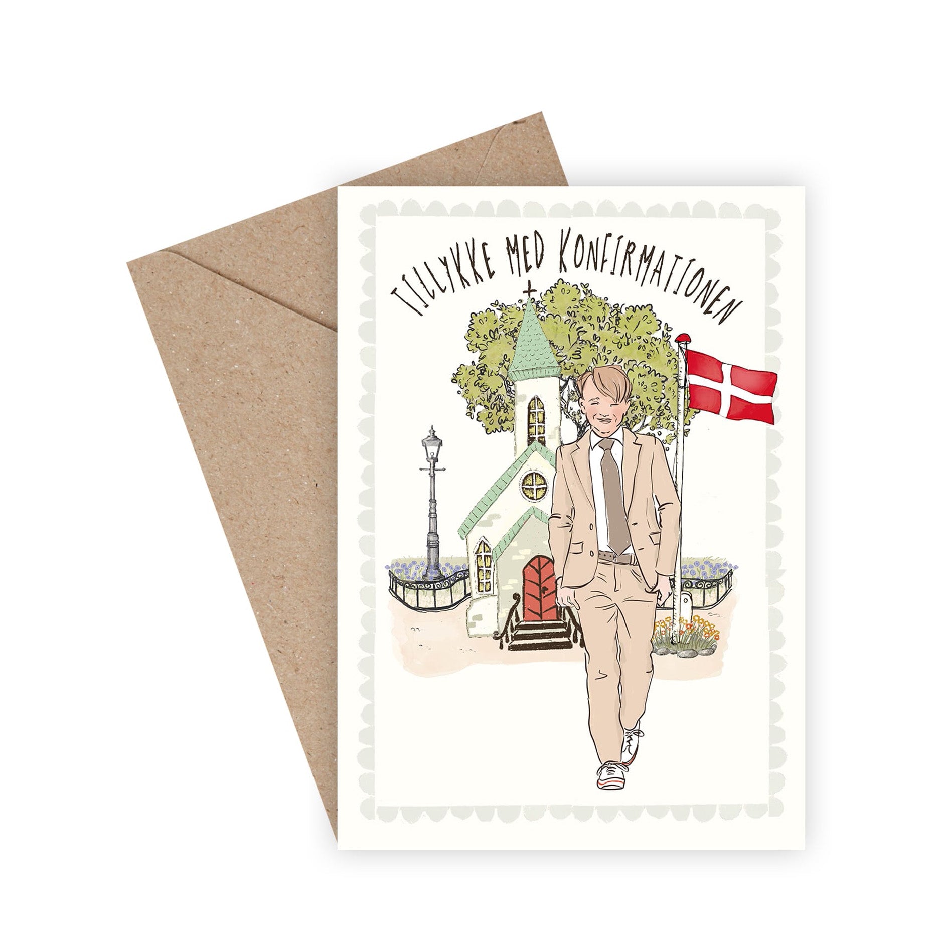 Tillykke med konfirmationen dreng A6 kort