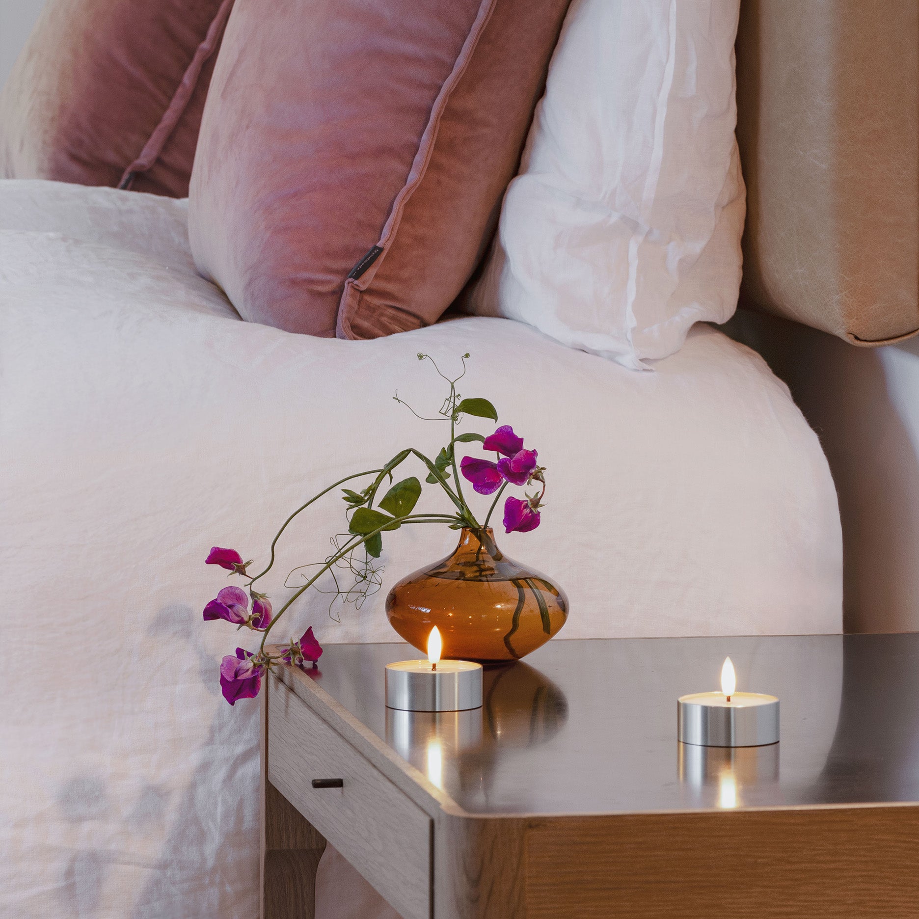 LED Melted tealight 6,3x2,5 cm metal silver finish