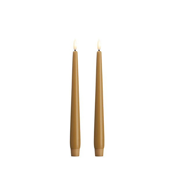 LED taper candle 2 stk 2,3x25 cm honey mustard