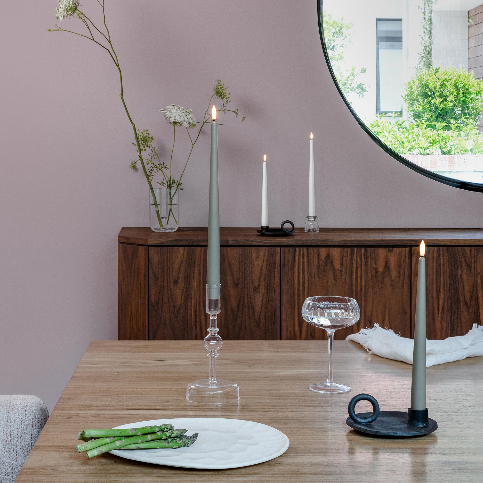 LED taper candle 2 stk 2,3x30 cm kit grey