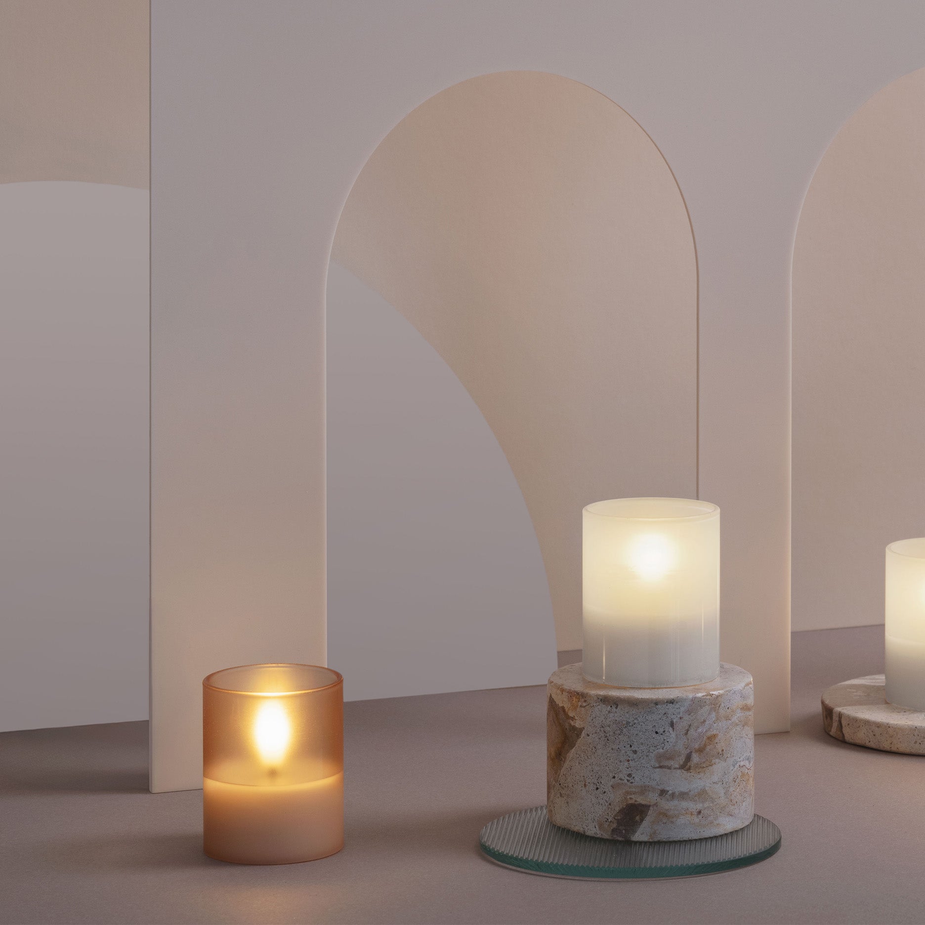 LED glass candle Hurricane 2 stk 4,7x5,7 cm champagne