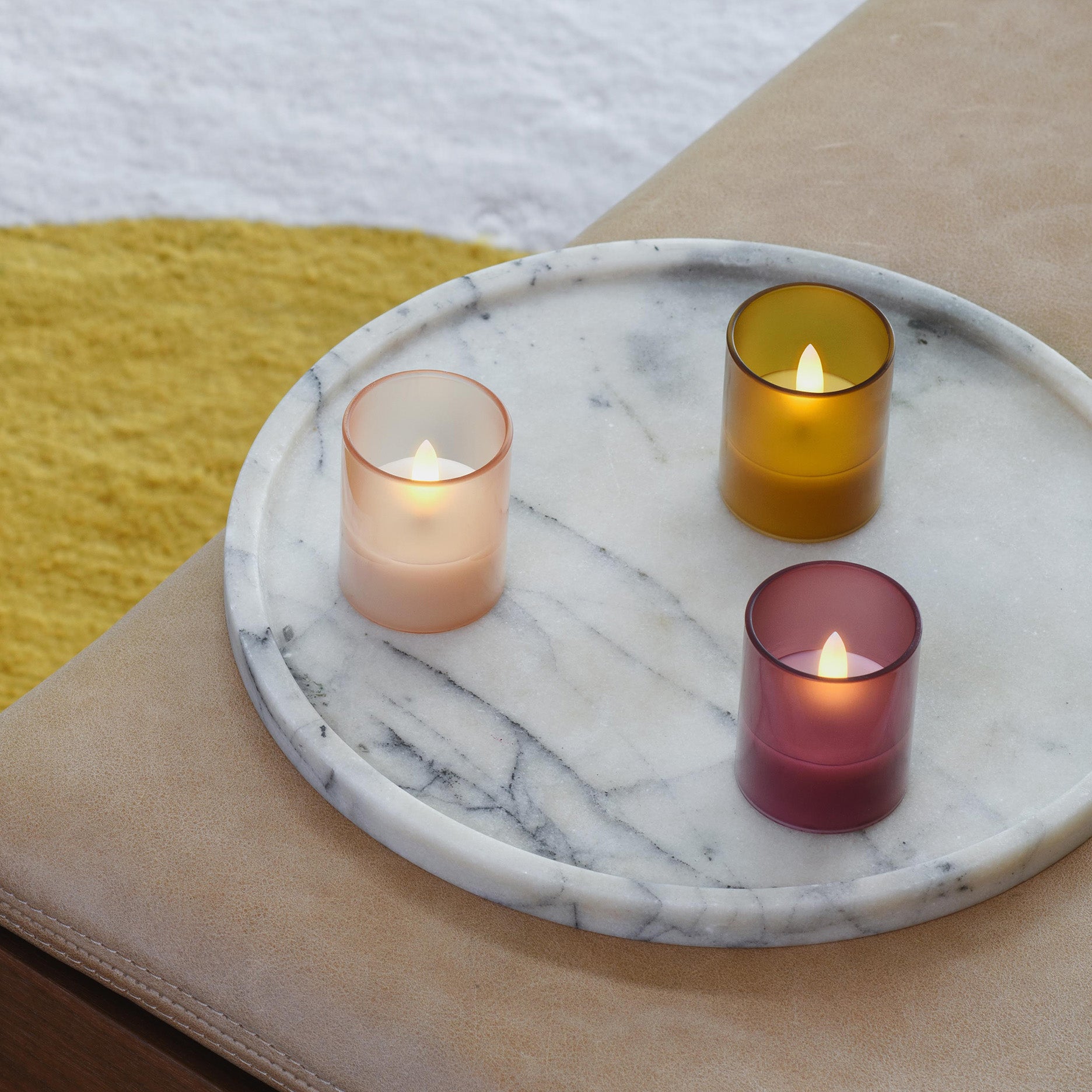 LED glass candle Hurricane 2 stk 4,7x5,7 cm honey mustard