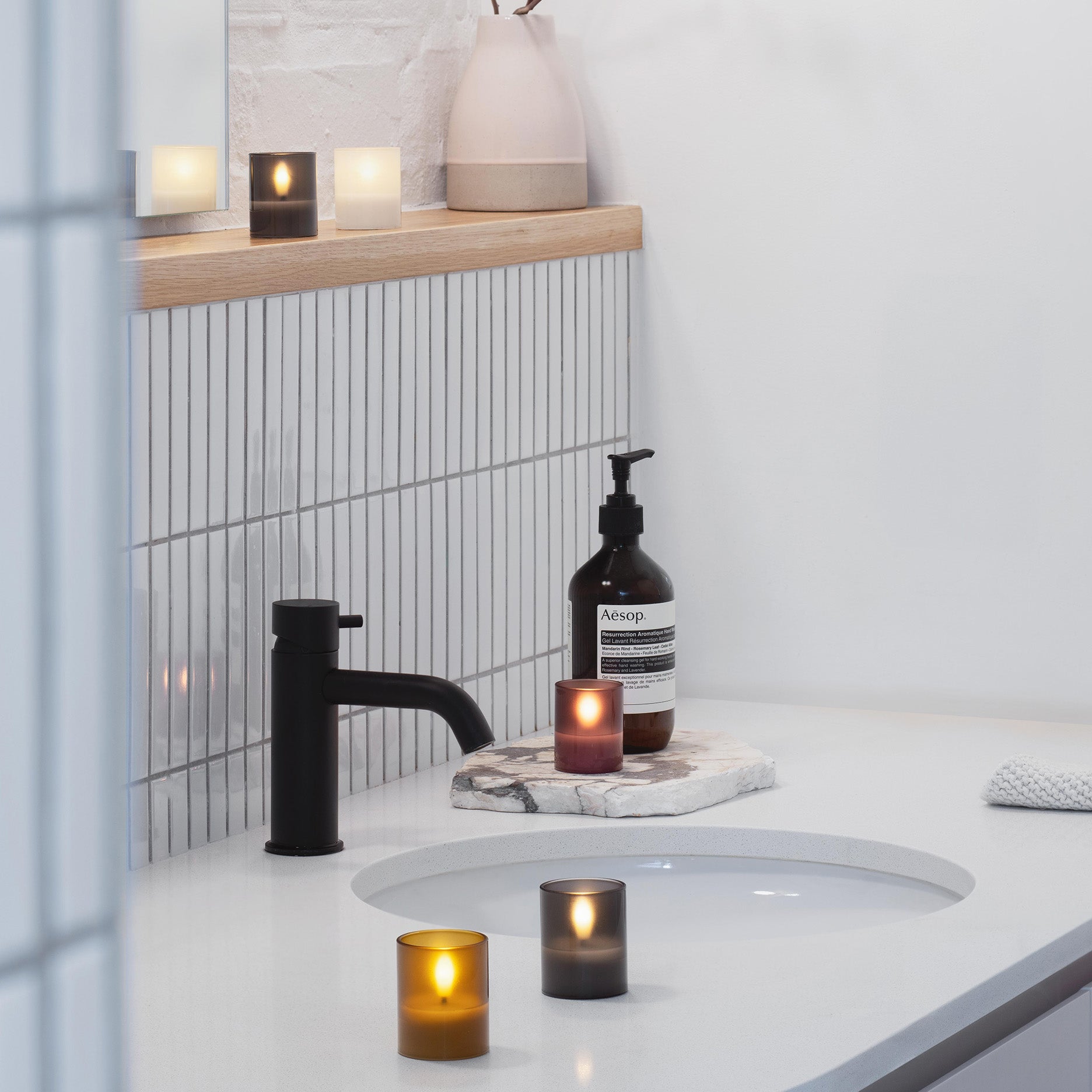 LED glass candle Hurricane 2 stk 4,7x5,7 cm vanilla