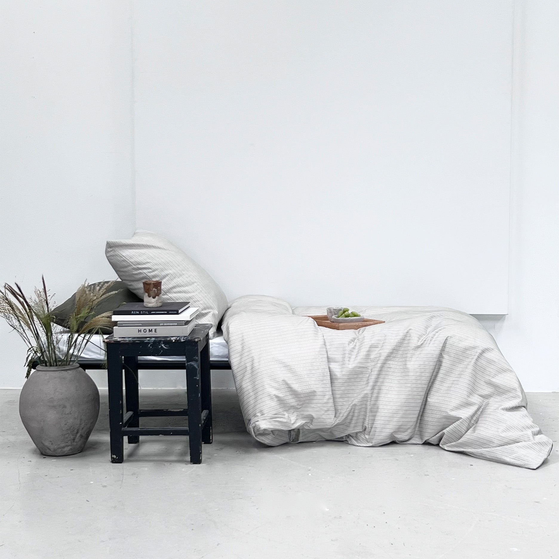 Multi strib sengetøj 140x200 cm mud