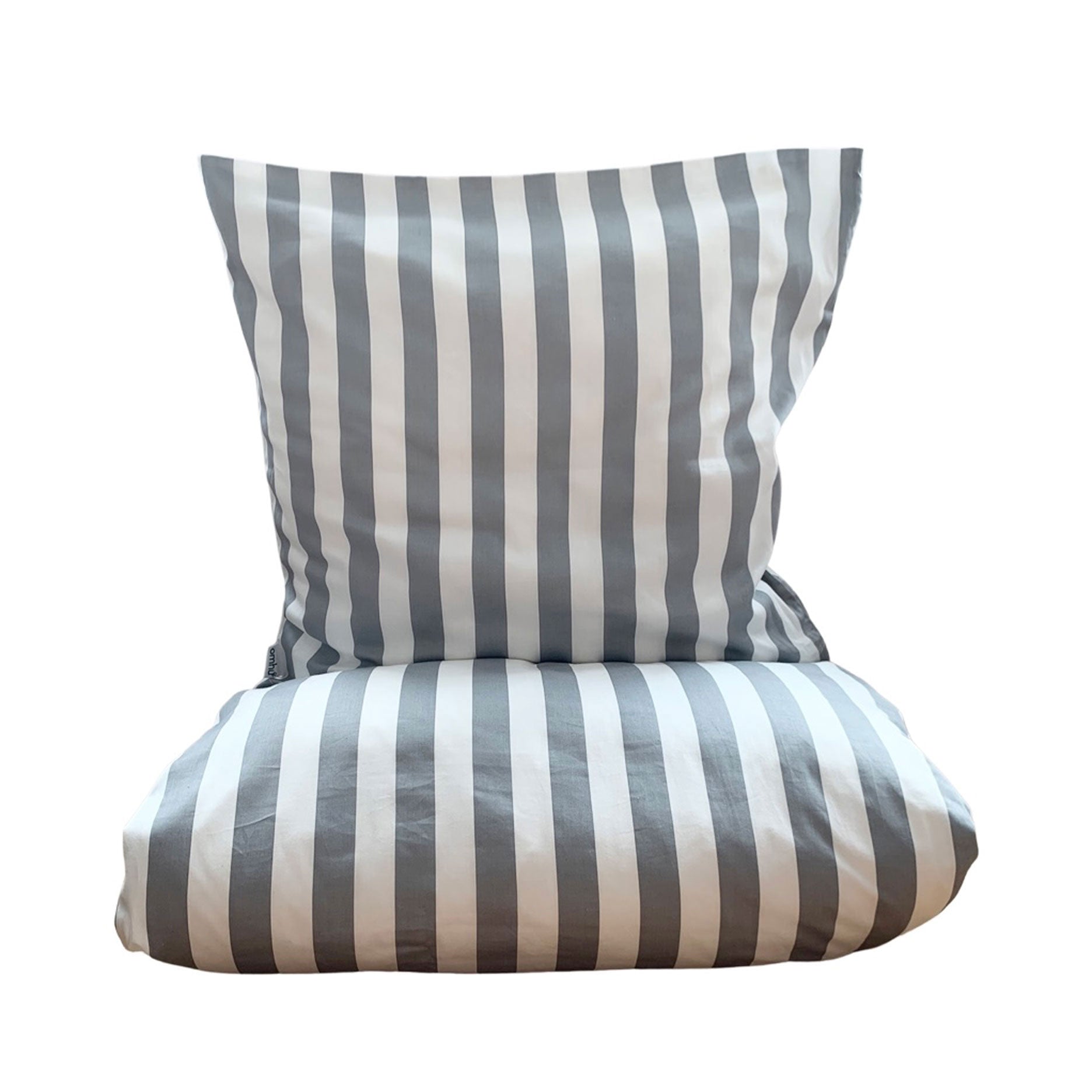 Blok strib sengetøj 140x220 cm grå