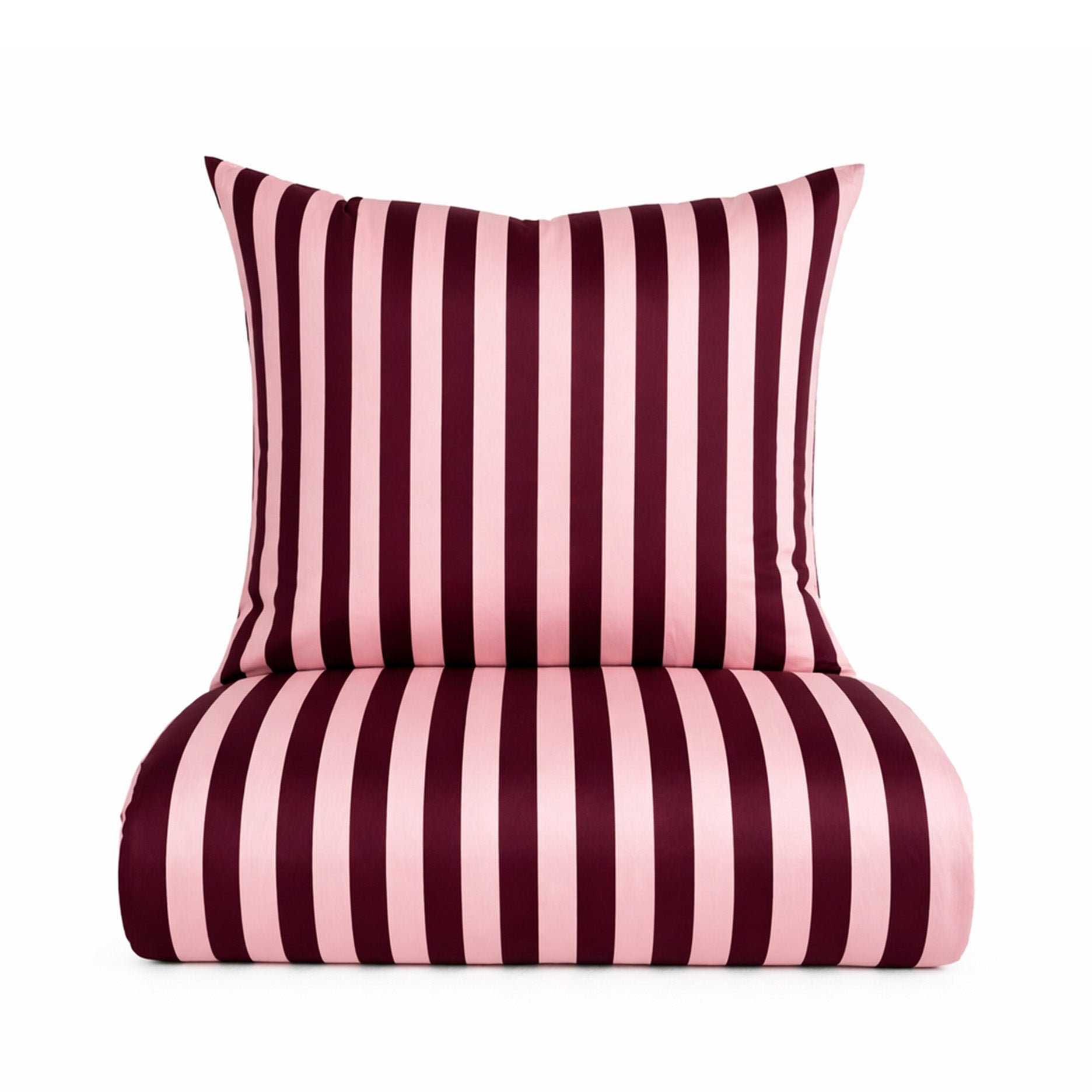 Blok strib sengetøj 140x220 cm Royal/rose