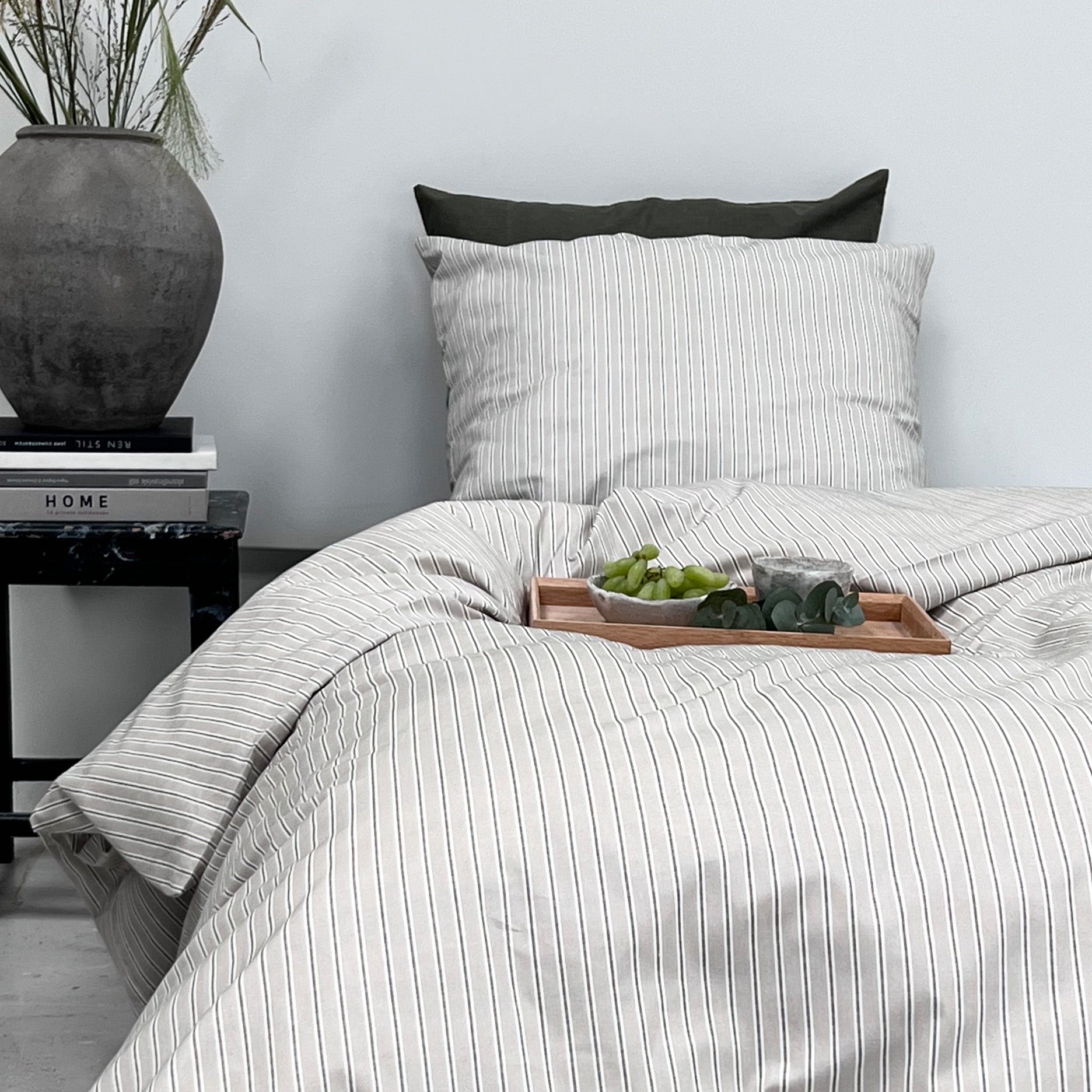 Multi strib sengetøj 140x220 cm mud