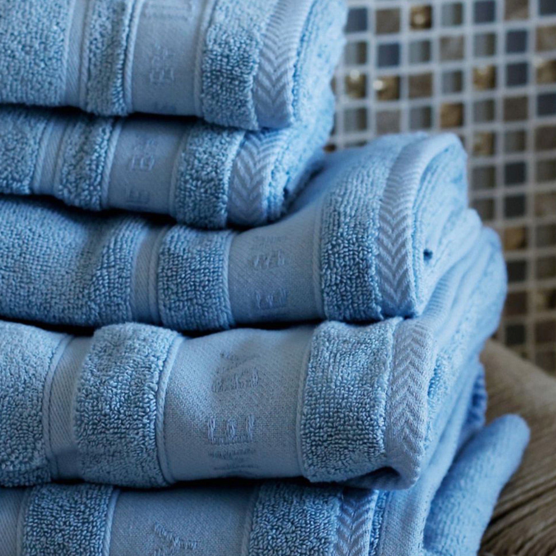 Håndklæde 2 stk 50x100 cm støvet blå