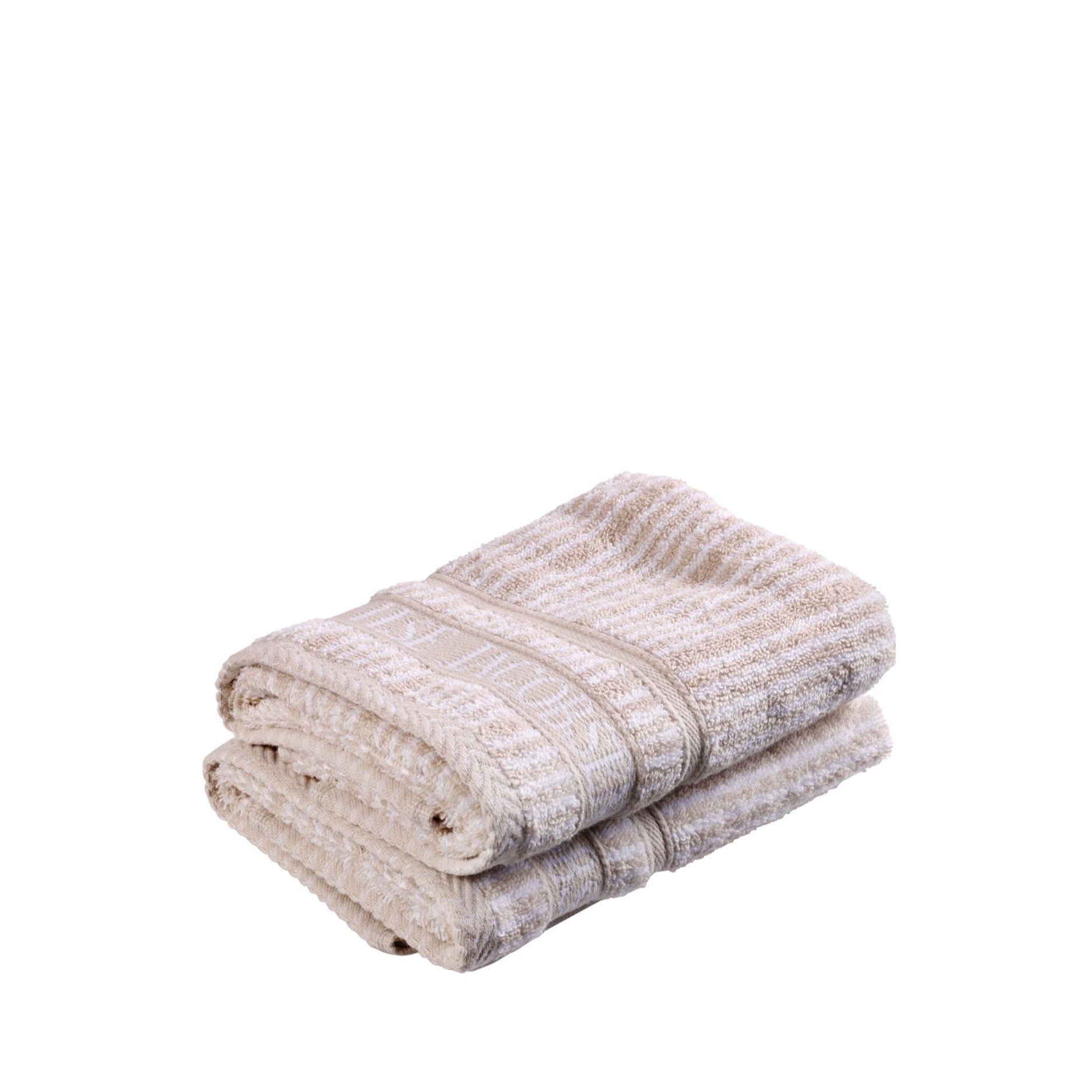 Håndklæde 2 stk 40x60 cm sand/beige striber