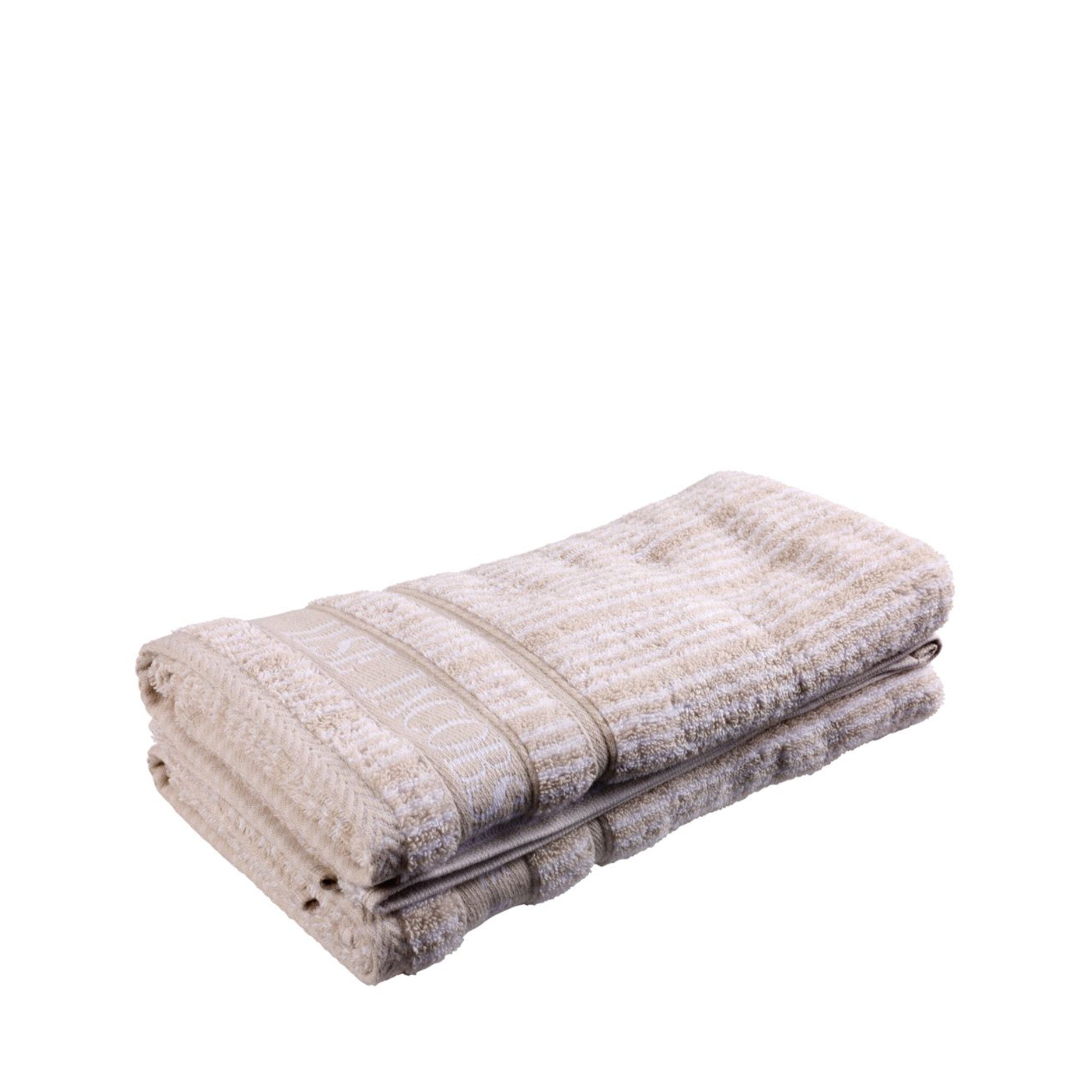 Håndklæde 2 stk 50x100 cm sand/beige striber