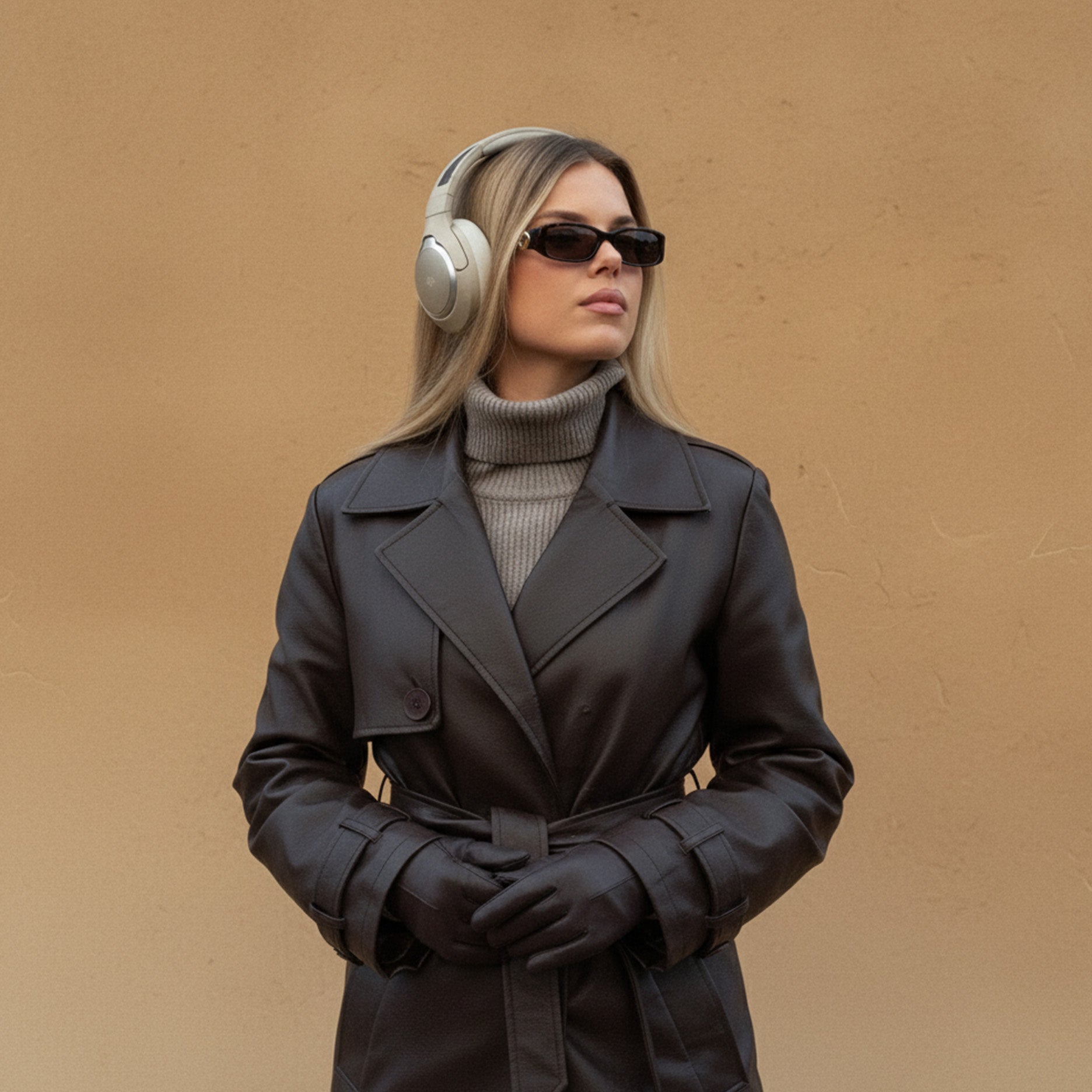 Solar høretelefoner over-ear beige