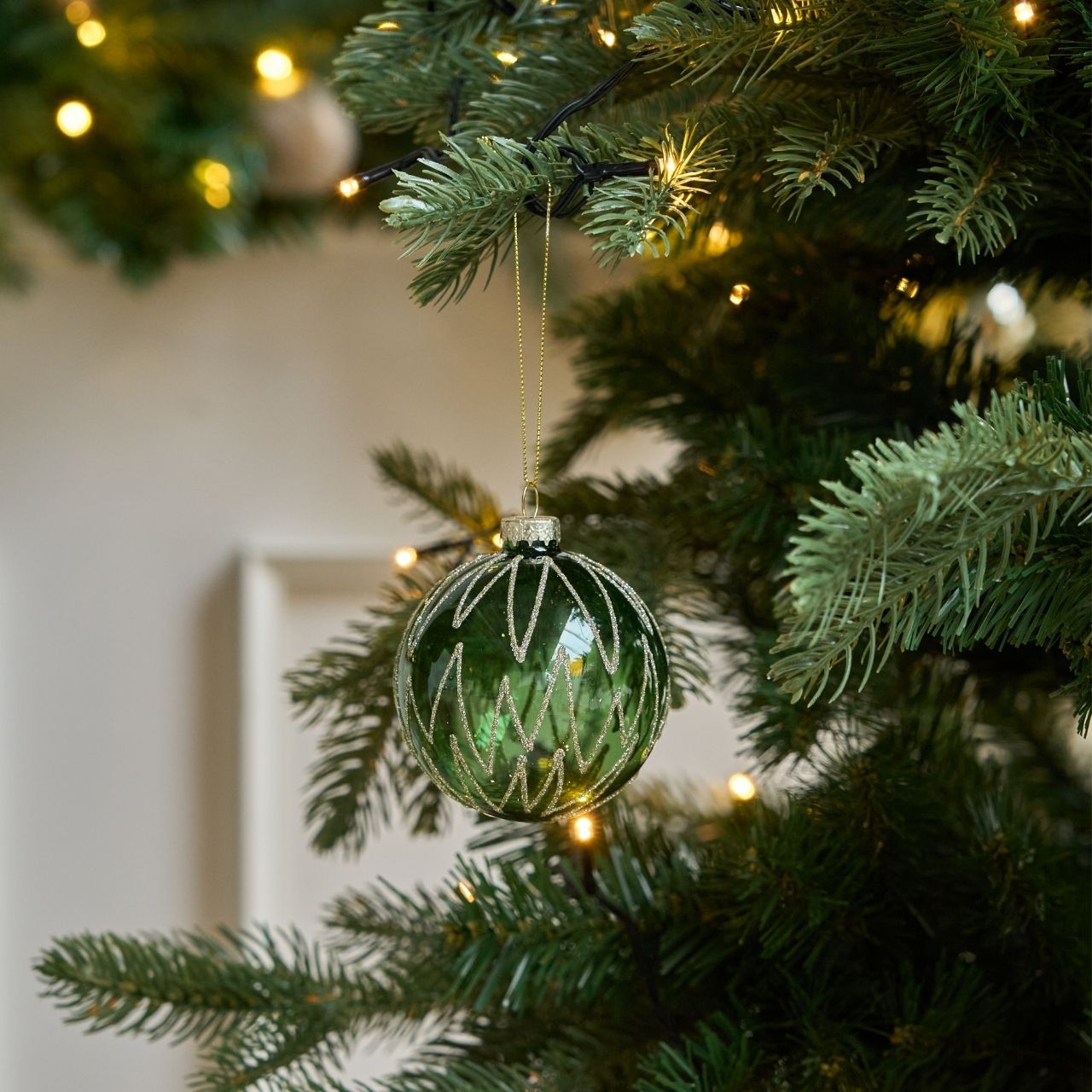 Julekugle m. zigsagger, 4 stk