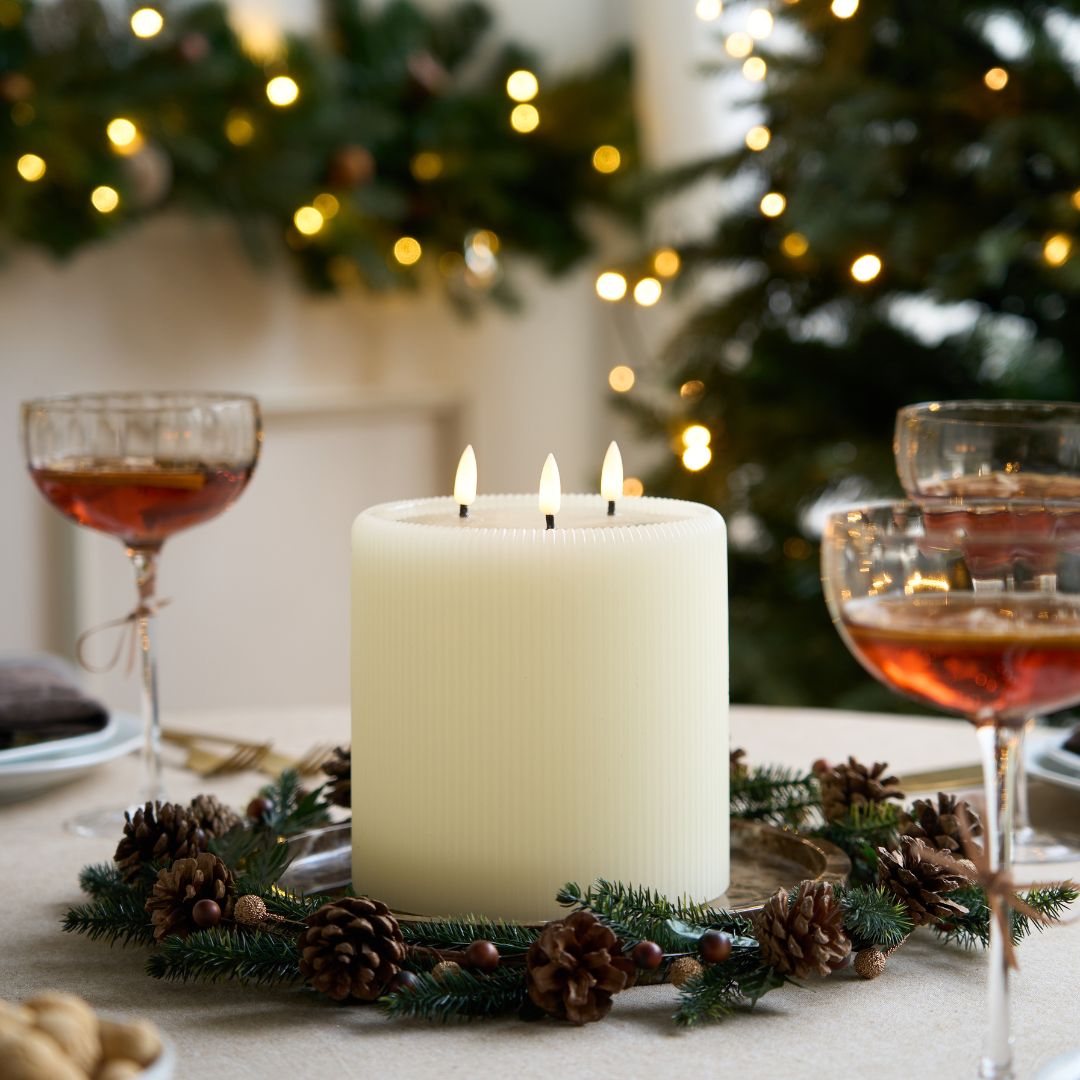 GlowRidge LED vokslys m. 3 flammer