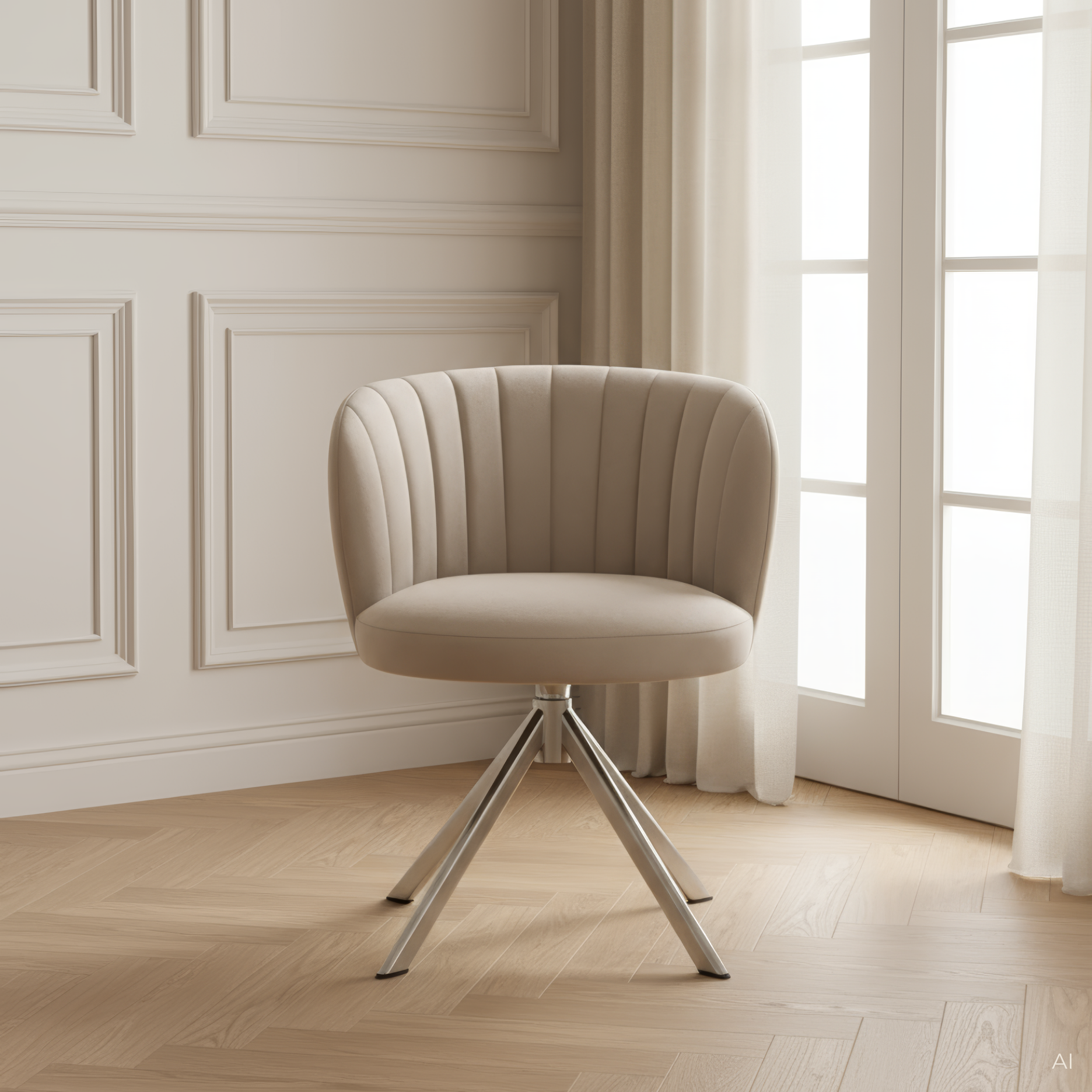 Shelly II spisebordsstol - velour m. drejeben (stainless steel)