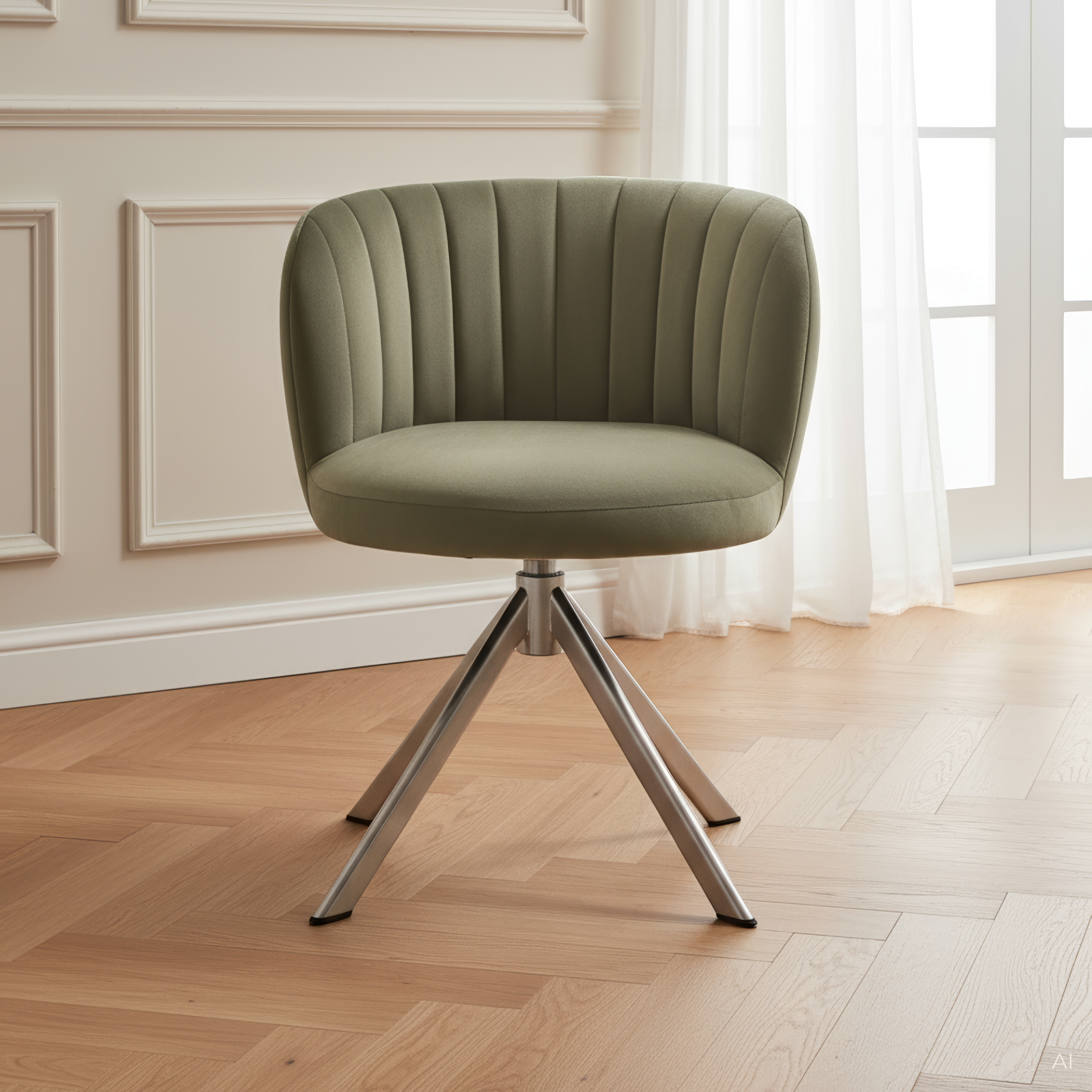 Shelly II spisebordsstol - velour m. drejeben (stainless steel)