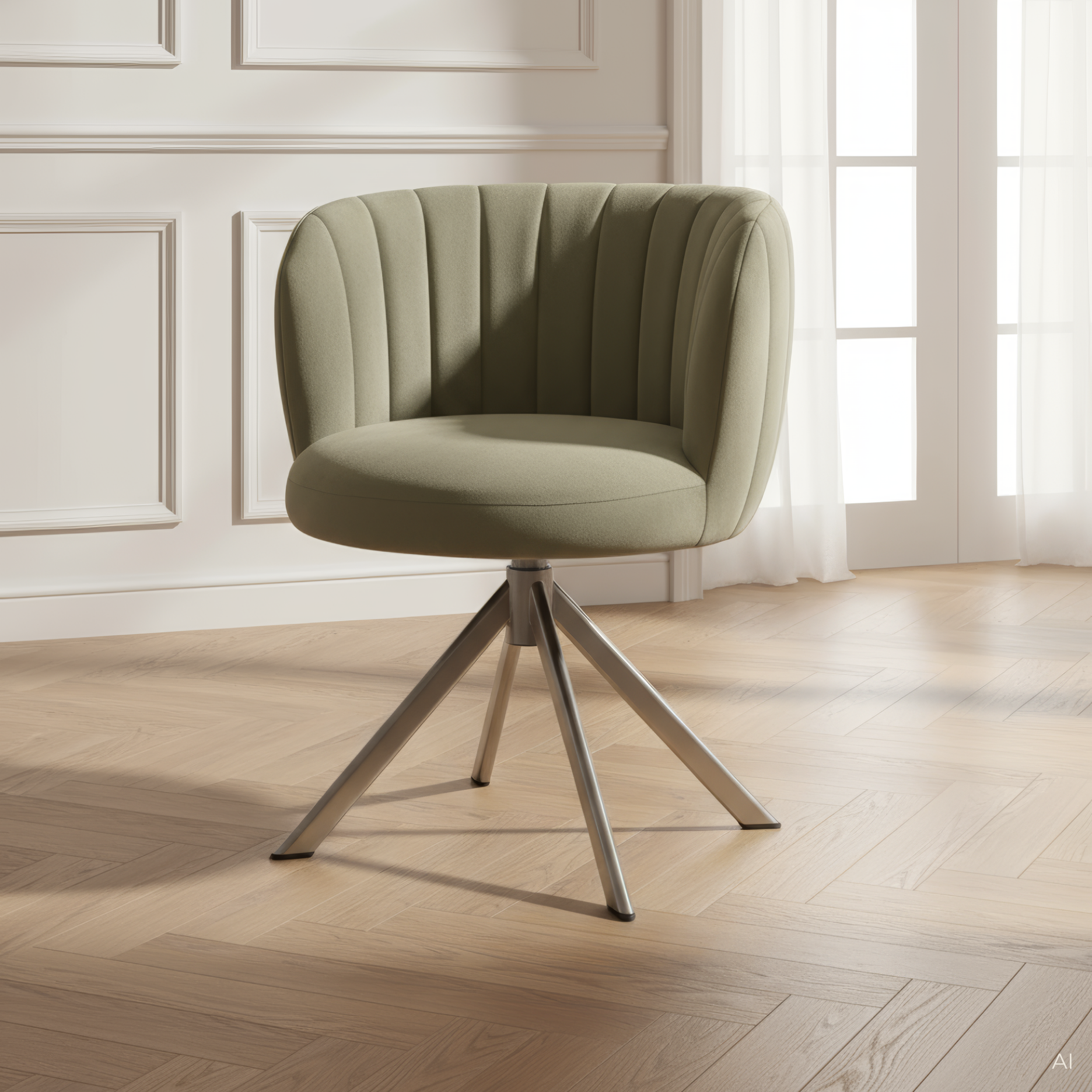 Shelly II spisebordsstol - velour m. drejeben (stainless steel)