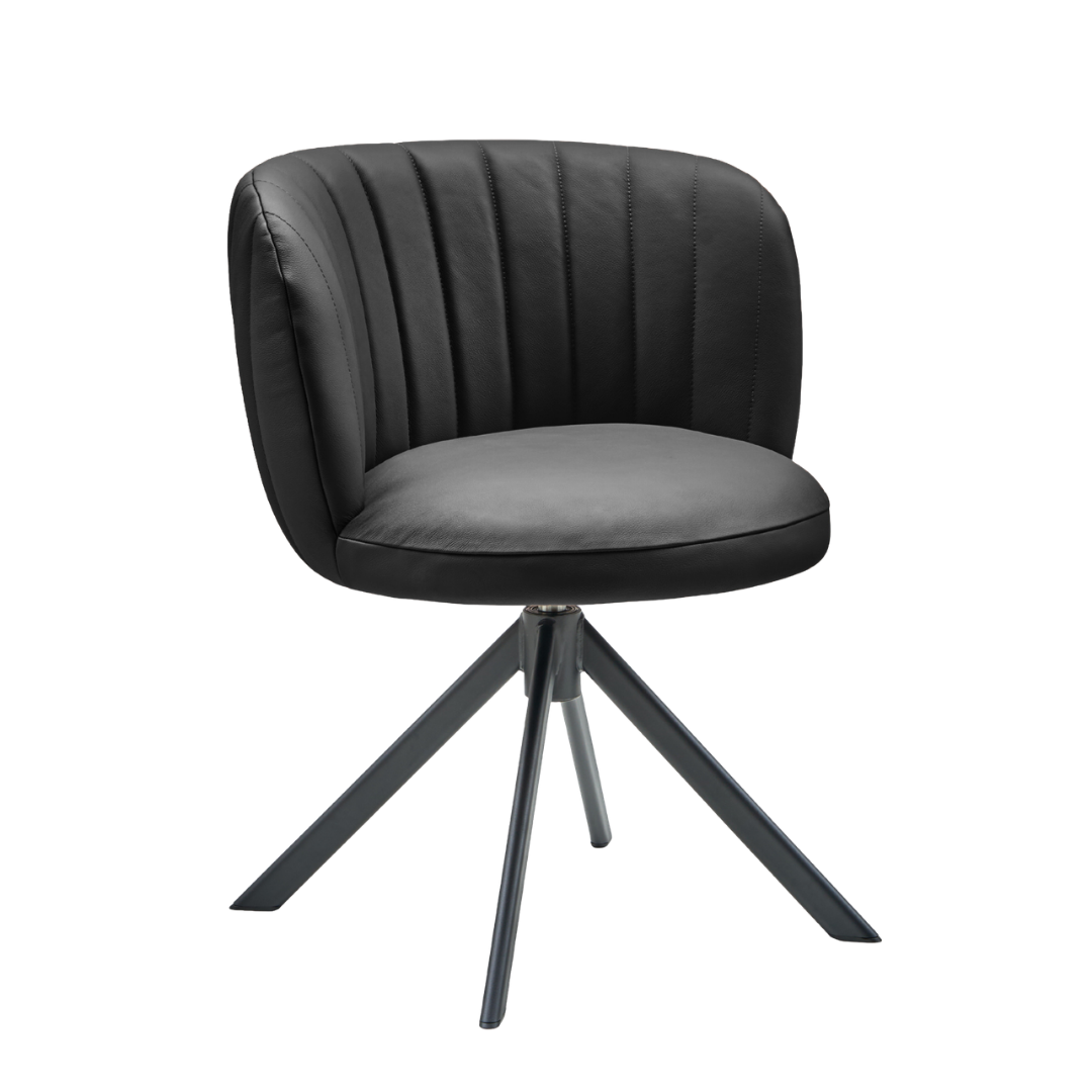 Shelly II spisebordsstol - læder m. drejeben (sort)