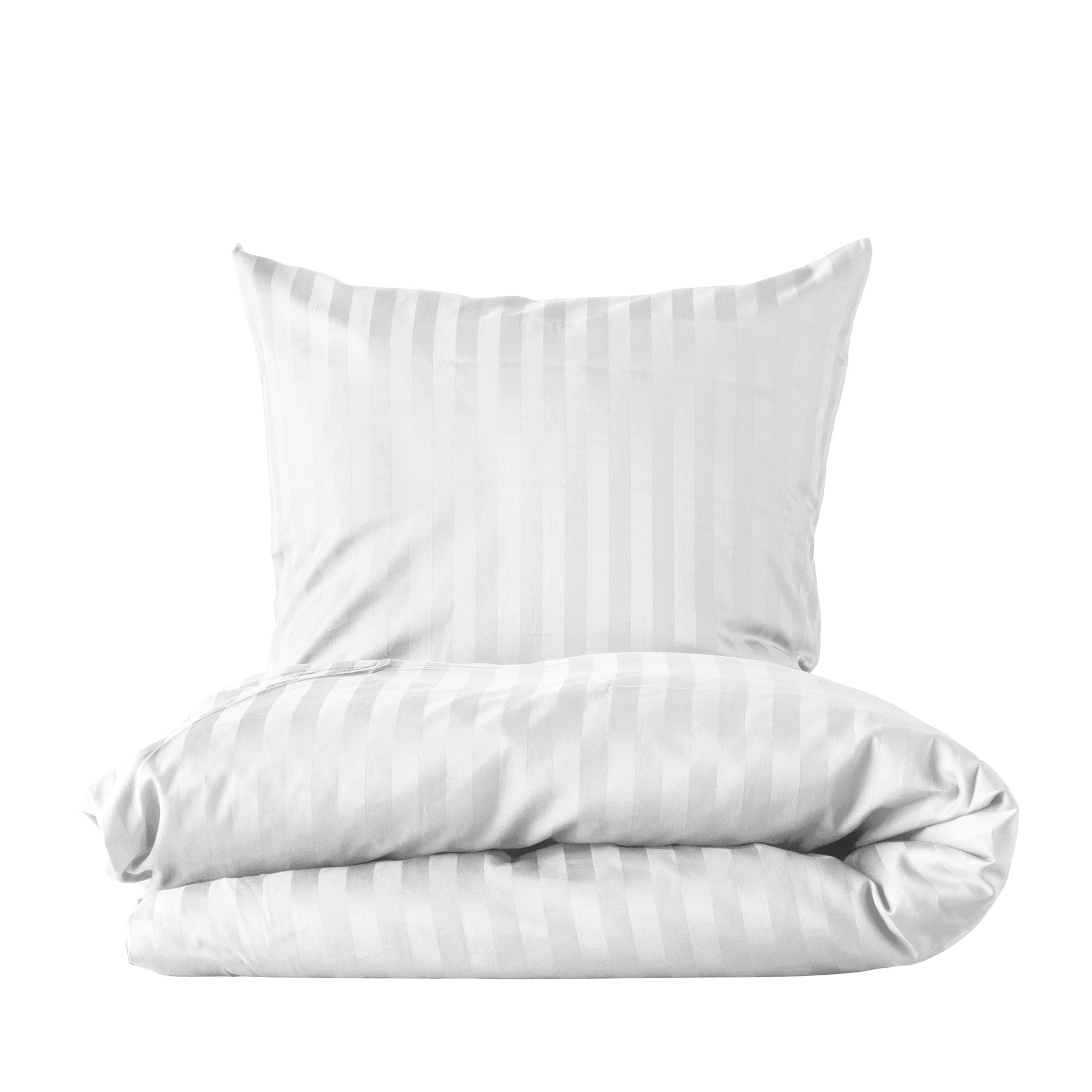 Foldet Stripe sengetøj i hvid