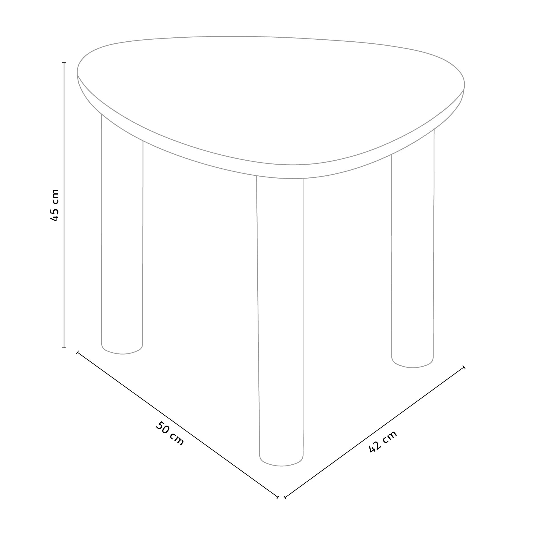 Pebble sidebord H45 cm i egetræ