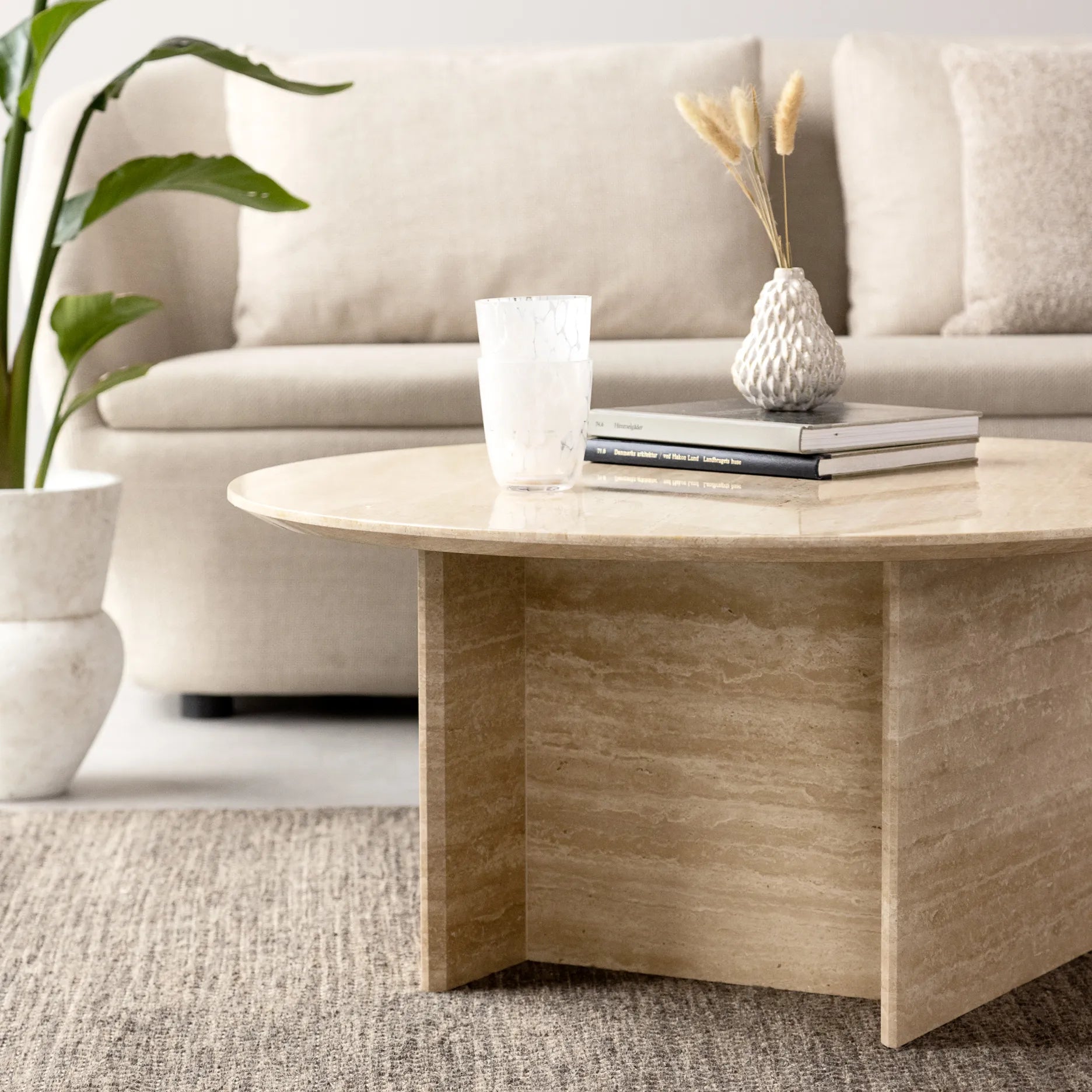 GALILEO rundt travertin sten sofabord Ø85 cm