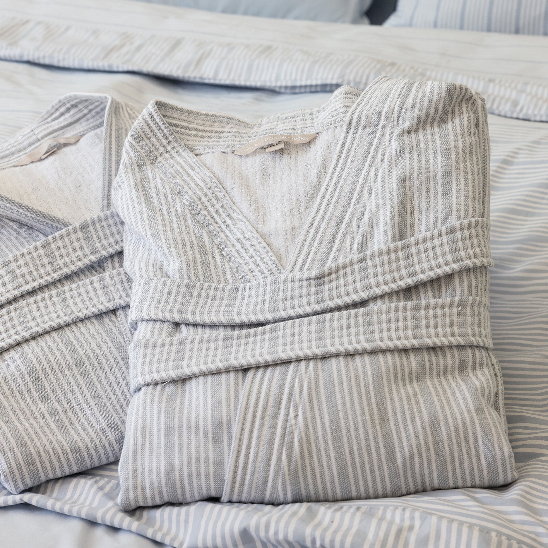 Badekåbe støvet blå striber L/XL