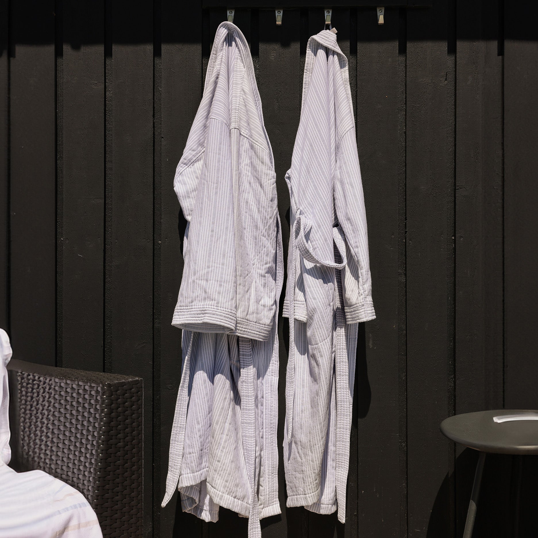 Badekåbe støvet blå striber L/XL